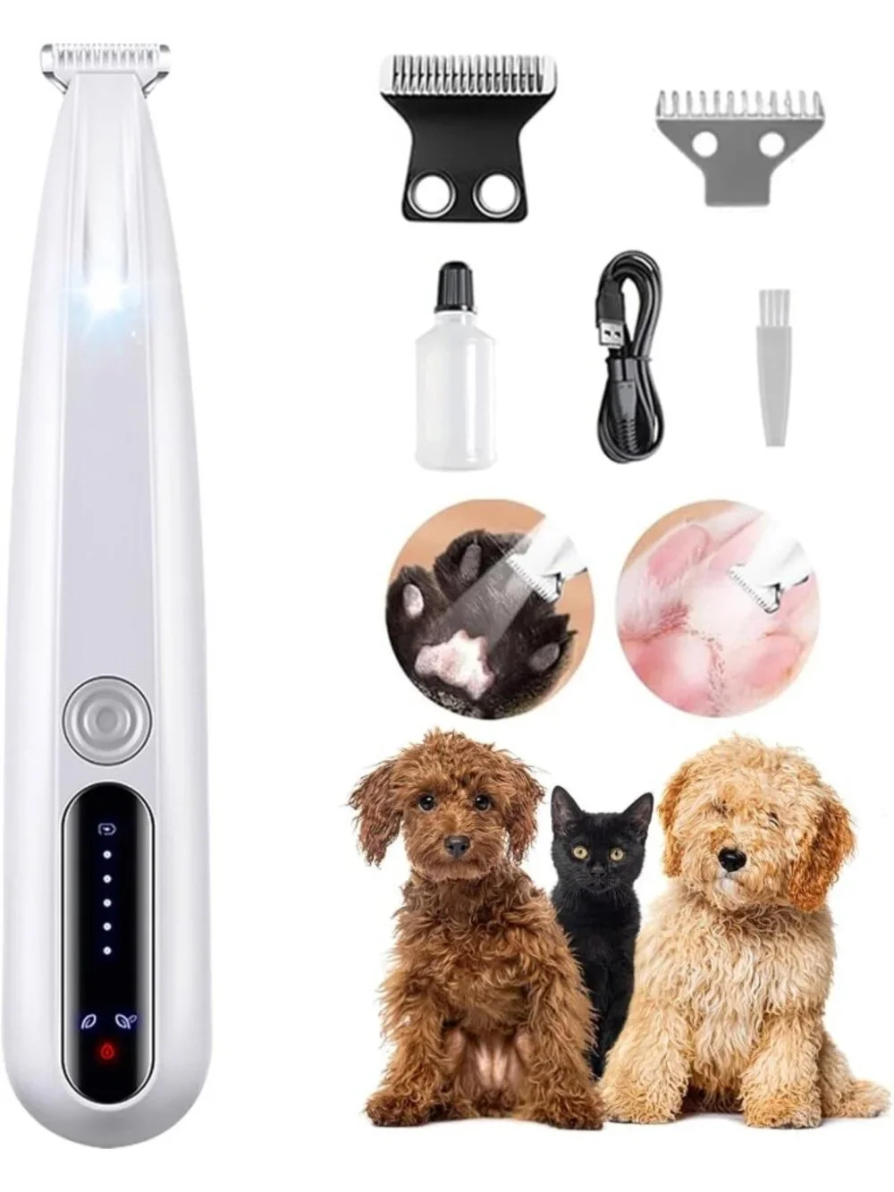 2026 Pet Precision Trimmer for Dogs - LED Light, Ultra Quiet Paw Grooming Tool